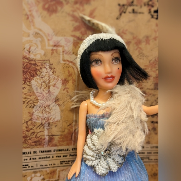 1920s Inspired Repaint Doll Art Deco Ooak Face Up Vintage Barbie Inspired - Picture 3 of 8
